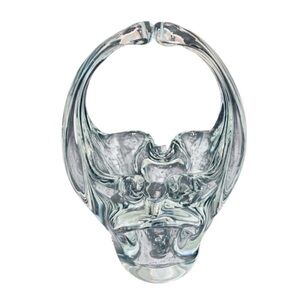 Vintage Hand Blown Glass Basket Vase Ashtray